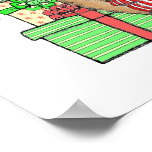 Niedliche Weihnachtsgeschenke Rentierwrapping Gesc Poster (Ecke)