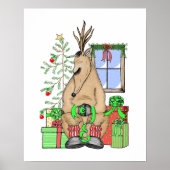 Niedliche Weihnachtsgeschenke Rentierwrapping Gesc Poster (Vorne)