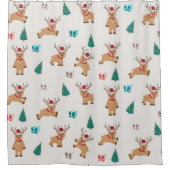 Niedliche Weihnachtsgeschenke und Baummuster Duschvorhang (Vorderseite)