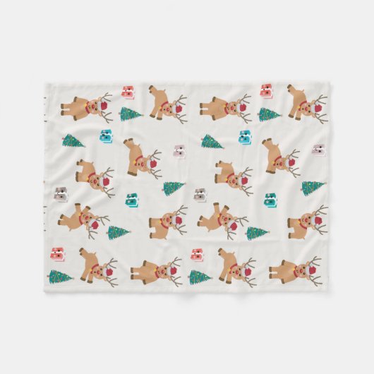 Niedliche Weihnachtsgeschenke und Baummuster Fleecedecke (Vorderseite (Horizontal))