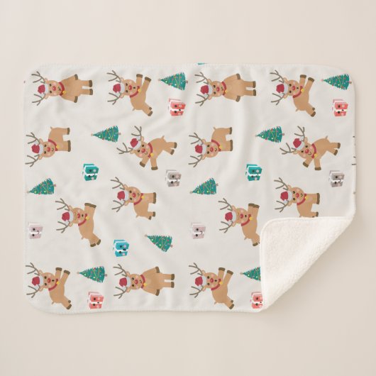Niedliche Weihnachtsgeschenke und Baummuster Sherpadecke (Vorderseite (Horizontal))