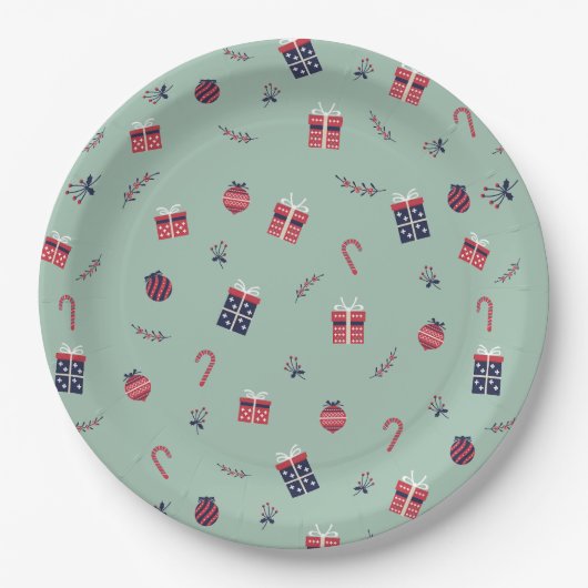 Niedliche Weihnachtsgeschenke Ziermuster Pappteller (Vorderseite)