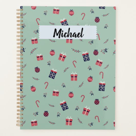 Niedliche Weihnachtsgeschenke Ziermuster Planer (Vorderseite)