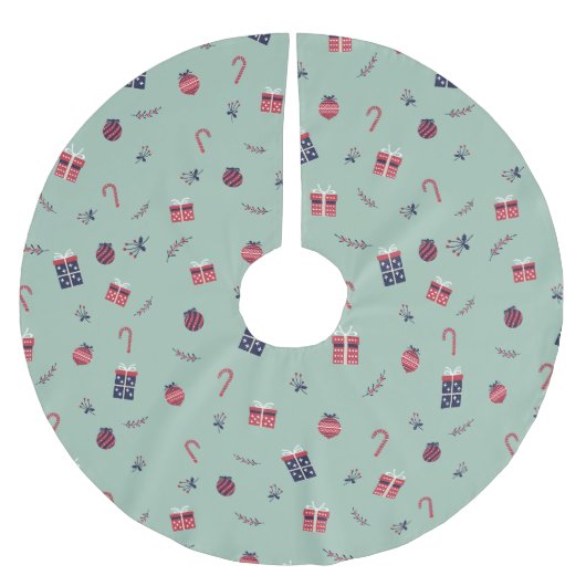 Niedliche Weihnachtsgeschenke Ziermuster Polyester Weihnachtsbaumdecke (Vorderseite)