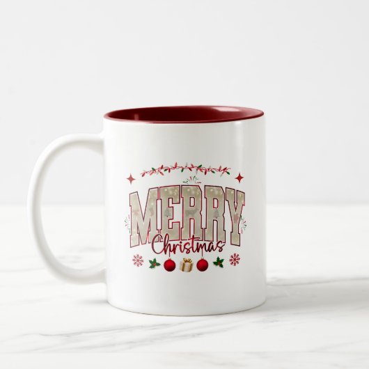 Niedliche Weihnachtsgestaltung Zweifarbige Tasse (Links)