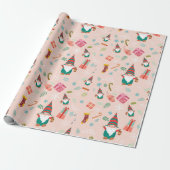 Niedliche Weihnachtsgnomen Geschenkpapier (Ungerollt)