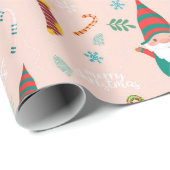 Niedliche Weihnachtsgnomen Geschenkpapier (Rolleneckpunkt)