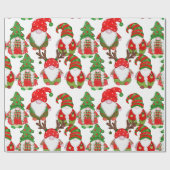 Niedliche Weihnachtsgnomen Geschenkpapier (Flach)