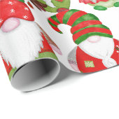 Niedliche Weihnachtsgnomen Geschenkpapier (Rolleneckpunkt)