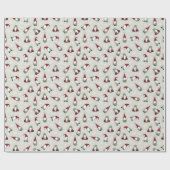 Niedliche Weihnachtsgnomen in Rot und Grün Geschenkpapier (Flach)