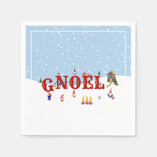 Niedliche Weihnachtsgnomen in Snow WEIHNACHTEN Fei Serviette (Vorderseite)