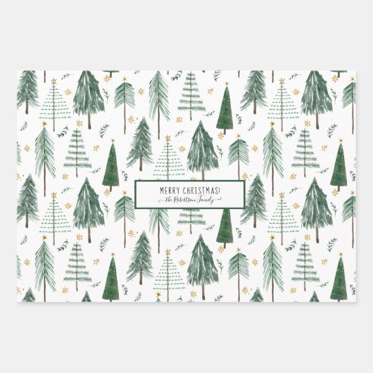Niedliche Weihnachtsgnomen Light Shine Forest Tree Geschenkpapier Set (Vorderseite 3)