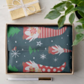 Niedliche Weihnachtsgnomen mit Bäumen und Schneefl Seidenpapier (Geschenk)