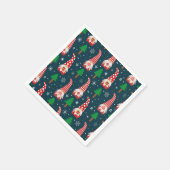 Niedliche Weihnachtsgnomen mit Bäumen und Schneefl Serviette (Ecke)
