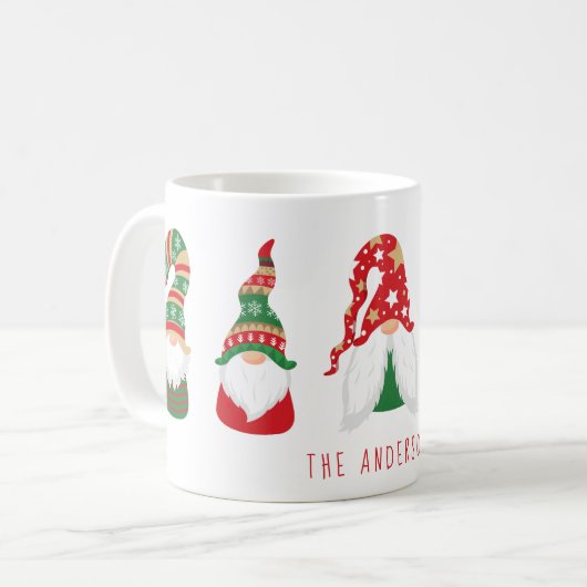 Niedliche Weihnachtsgnomen Personalisiert Kaffeetasse (Vorderseite Links)