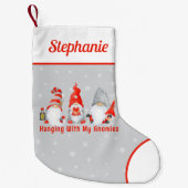 Niedliche Weihnachtsgnomen Personalisiert Kleiner Weihnachtsstrumpf (Vorderseite)