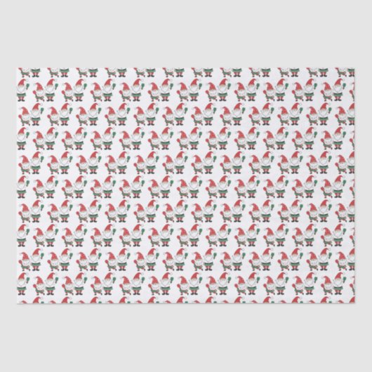 Niedliche Weihnachtsgnomen Pickleball spielen Seidenpapier (Vorderseite)