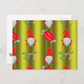 Niedliche Weihnachtsgnomes Chartreuse Green Postkarte (Vorne/Hinten)