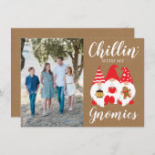 Niedliche Weihnachtsgnomes Foto Feiertagskarte (Vorne/Hinten)