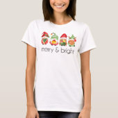 Niedliche Weihnachtsgnomes Merry & Bright T - Shir T-Shirt (Vorderseite)