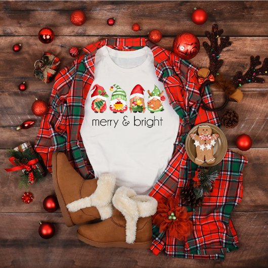 Niedliche Weihnachtsgnomes Merry & Bright T - Shir T-Shirt