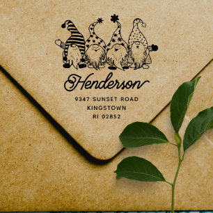 Niedliche Weihnachtsgnomes Rücksendeadresse Permastempel