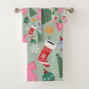 Niedliche Weihnachtsgrün Badhandtuch Set