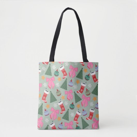 Niedliche Weihnachtsgrün Tasche (Vorderseite)