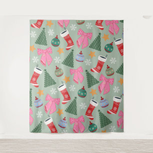 Niedliche Weihnachtsgrün Wandteppich
