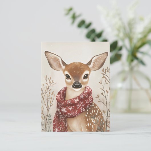 Niedliche Weihnachtsgrüße für Hirsche Postkarte (Stehend Vorderseite)