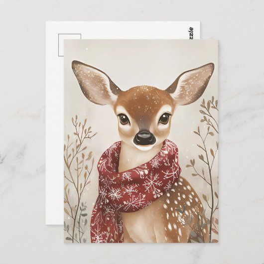 Niedliche Weihnachtsgrüße für Hirsche Postkarte (Vorne/Hinten)