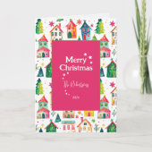 Niedliche Weihnachtshäuser Faltkarte Feiertagskarte (Vorderseite)