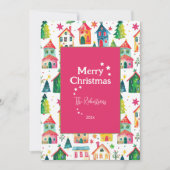 Niedliche Weihnachtshäuser Feiertagskarte (Vorderseite)