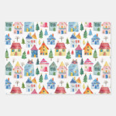 Niedliche Weihnachtshäuser Geschenkpapier Set (Vorderseite 2)