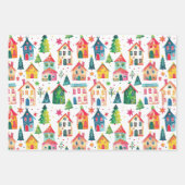Niedliche Weihnachtshäuser Geschenkpapier Set (Vorderseite)