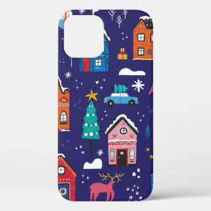 Niedliche Weihnachtshäuser mit Vintagen Illustrati Case-Mate iPhone Hülle
