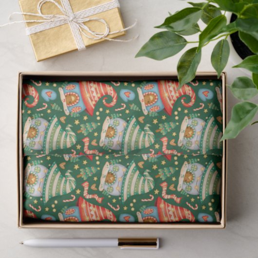 Niedliche Weihnachtshäuser und Candy Canes Seidenpapier (Geschenk)