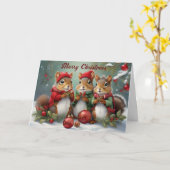 Niedliche Weihnachtshörnchen Charming Karte (Gelbe Blume)