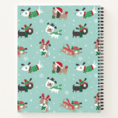 Niedliche Weihnachtshunde auf hellblauem Notizbuch (Rückseite)