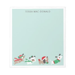 Niedliche Weihnachtshunde auf Minze Notizblock