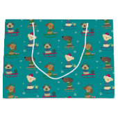Niedliche Weihnachtshunde auf Sleds Pattern Große Geschenktüte (Vorderseite)