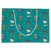 Niedliche Weihnachtshunde auf Sleds Pattern Große Geschenktüte (Rückseite)