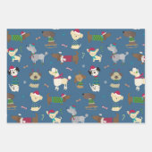 Niedliche Weihnachtshunde Cartoon Pattern Red Blue Geschenkpapier Set (Vorderseite)