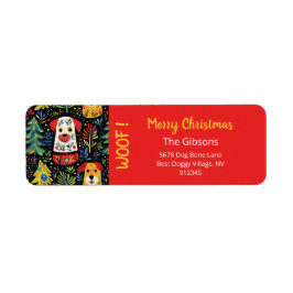 Niedliche Weihnachtshunde geben Adresse-Etikett zu