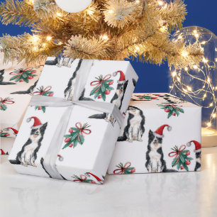 Niedliche Weihnachtshunde mit Weihnachtsmannmützen Geschenkpapier