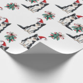 Niedliche Weihnachtshunde mit Weihnachtsmannmützen Geschenkpapier (Ecke)