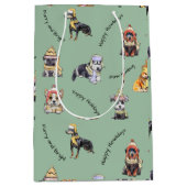 Niedliche Weihnachtshunde Muster Illustrierter Url Mittlere Geschenktüte (Vorderseite)