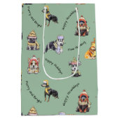 Niedliche Weihnachtshunde Muster Illustrierter Url Mittlere Geschenktüte (Rückseite)