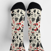 Niedliche Weihnachtshunde Nahtloses Muster Socken (Oben)