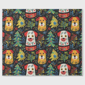 Niedliche Weihnachtshunde Packpapier (Flach)